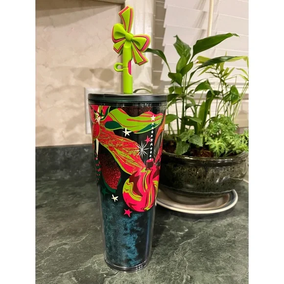 Starbucks | Dining | Nwt Starbucks 223 Christmas Holiday Tumbler With Straw  Topper 24 Oz | Poshmark